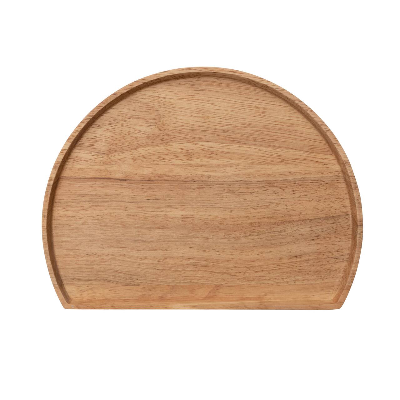 Hello Honey® 11" Natural Modern Wood Semi Circle Tray
